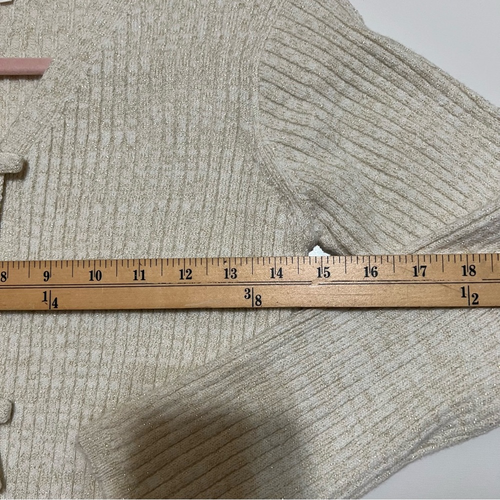 NWT Cat & Jack Girl's Ribbed Bow V-Neck Cardigan- Cream L (10/12) - Picture 5 of 8